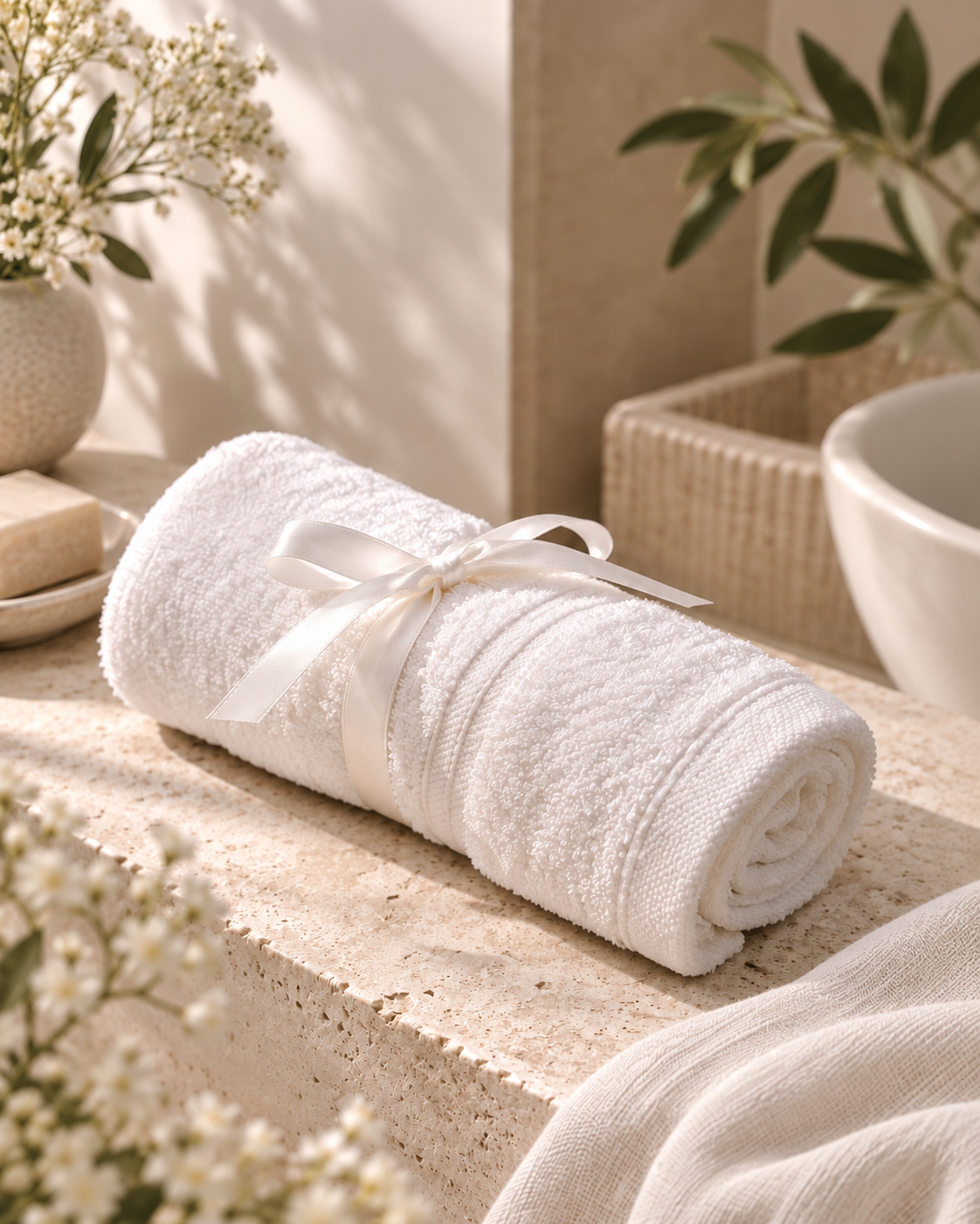 White 100% Cotton Face Cloth, 33 × 33cm